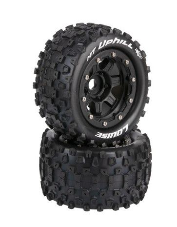 Louise LT3330SB MFT MAXX MT-UPHILL Monster Truck Tire Soft 1/2 Offset Bead-Lock Black Rim Hex 17mm/ Mounted 1/10