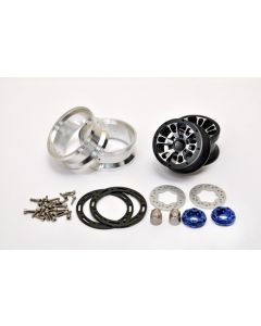 Hobao 230117B CNC Aluminum 1.9" Beadlock Ring 2 Wheels (Black) With Brake Discs 1/10