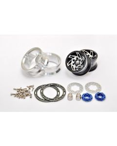 Hobao 230118B CNC Aluminum 1.9" Beadlock Ring 2 Wheels (Black) With Brake Discs 1/10