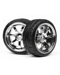 HPI 4738 MOUNTED T-GRIP TIRE 26mm RAYS 57S-PRO WHEEL CHROME