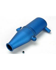 Traxxas 5342 Tuned pipe, aluminum, blue-anodized (dual chamber with pressure fitting)/ 4mm GS
