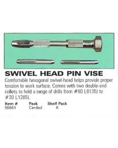 Exel 55661 Swivel head pin vise with 2 double ended collets