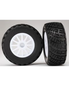 Traxxas 7473 Tires & wheels, assembled, glued (white wheels, gravel pattern tires, foam inserts) (2) (TSM® rated) 2pcs 1/10