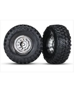 Traxxas 8177 Tires & wheels, assembled, glued Crawler (1.9x4.6 chrome wheels, Canyon Trail  tires) (2) 1/10