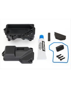 Traxxas 8324 Box, receiver (sealed) (steering servo mount)/ receiver cover/ access plug/ foam pads)
