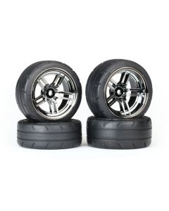 Traxxas 8375 Tires & wheels, assembled, glued (split-spoke black chrome wheels, 1.9" Response tires) 1/10
