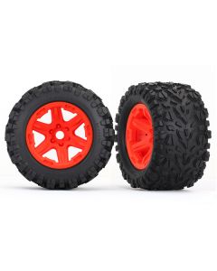 Traxxas 8672A Tires & Wheels, assembled, glued (orange wheels, Talon EXT tires, foam inserts) (2) 1/8