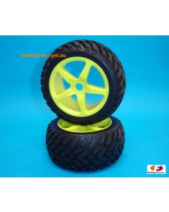 Great Vigor D06B02NRSYE Tire mounted yellow Wheel for truggy 1/8