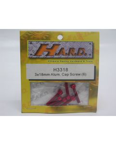 H.A.R.D H3318R Alu Cap Head Hex Screws 3x18mm (6pcs) Red Color