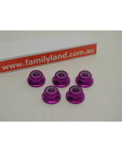 Venom 2087 Lock Nut Alu. flanged  5mm purple/5pcs