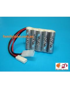 Family Land 5035021/5f NiMh Battery  2850mah/ 6v Flat Pack with Tamiya, Micro Tamiya Connectors (HE M1A2 Abram, Excavator Hop-up)