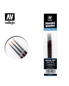 Vallejo 54998 Toray Detail Set (Sizes 4/0, 3/0 & 2/0) Paint Brush Set 3pcs