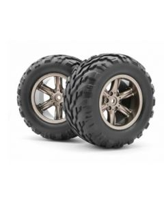 Blackzon 540077 Warrior Assembled Wheel/Tire (Dark Grey) 1/12
