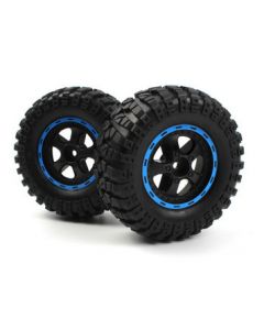 Blackzon 540184 Smyter Desert Wheels/Tires Assembled (Black/Blue) 1/12