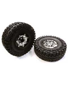 Integy 26381BLACK Billet Machined X9 Spoke 1.9 Wheel & Tire Set (2pcs) for Scale Crawler 1/10 (O.D.=113mm)