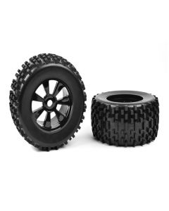 Team Corally 00180-378 Off-Road 1/8 Monster Truck Tires - Gripper - Glued on Black Rims 2pcs