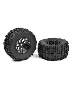 Team Corally 00180-612 Off-Road 1/8 MT Tires - Mud Claws - Glued on Black Rims 2pcs
