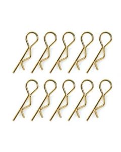 Team Corally 35104 Body Clips - 45° Bent - Small - Gold - 10 pcs