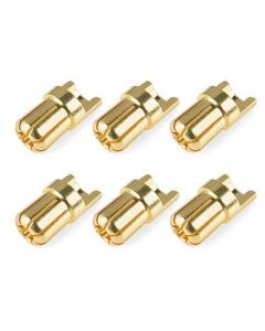 Team Corally 50155 Bullit Connector 6.5mm - Male - Solid Type - Gold Plated - Ultra Low Resistance - Wire Straight - 6pcs