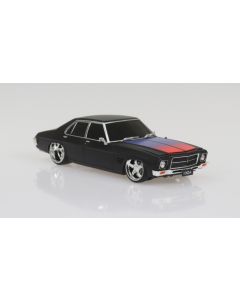 DDA LU13 Hard Plastic Model Car Matte Black w/ Red/ Blue Colour Shift Stripe Holden HQ Custom Spectra Rides Light Up 1/24
