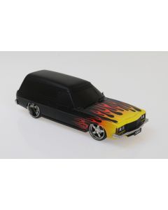 DDA LU16 Hard Plastic Model Car Black w/ Flames HJ Holden Panelvan Custom Spectra Rides Light Up 1/24