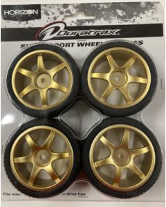 Duratrax 2803  6-Spoke Gold Wheel, Radial, 4pcs  1/10