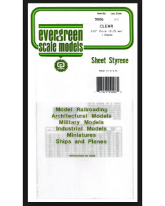 Evergreen 9006 Clear Sheet Styrene .010" Thick (0.25mm/3pcs)