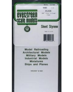 Evergreen 9080 Sheet Styrene Plain 6x12x.080" Thick (2mm) 1pc