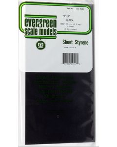 Evergreen 9517 Sheet Styrene Black 6x12x.080" Thick (2mm/ UV Resistant) 1pc