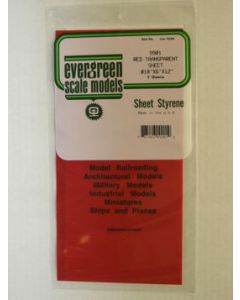 Evergreen 9901 STYRENE,RED TRANSPARENT SHEETS, .010"x6"x12"  (2pcs)