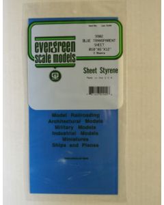 Evergreen 9902 STYRENE,BLUE TRANSPARENT SHEETS, .010"x6"x12"  (2pcs)