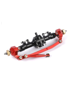 Integy 30785BLACKRED Billet Machined Alloy Complete Front Axle for Axial 1/24 SCX24 Rock Crawler
