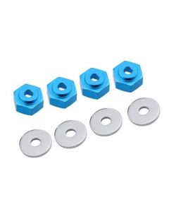 Integy 31087LIGHTBLUE 12-to-17mm Conversion Alloy Hex Wheel (4) Hub +1mm Offset for 1/10 Scale RC