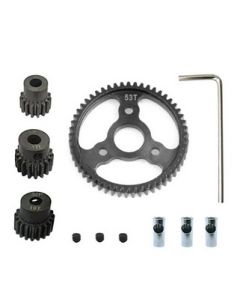 Integy 32155 Steel 32 Pitch 53T Spur+15+17+19T 0.8P Pinion Set w/5mm for Most Traxxas 1/10 4X4