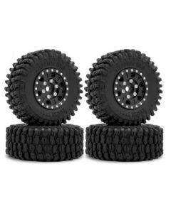 Integy 32191BLACK Wheels (4) w/ Rubber Tires for Axial 1/24 SCX24 O.D.=51mm