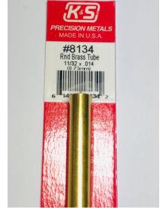 K&S 8134 ROUND BRASS TUBE 11/32in (8.73mm) .014 WALL (12in LENGTHS)
