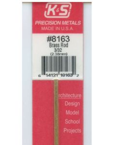 K&S 8163 Brass Rod 3/32 (2.38mm) 12in long 1pc