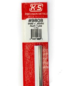 K&S 9808 ROUND ALU TUBE (300mm LENGTHS) 9mm OD x .45mm WALL 1pc