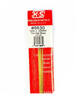 K&S 9830 Thin Wall Brass Tube OD 1mmx300mm (0.225mm) 4pcs