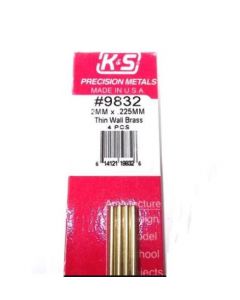 K&S 9832 Brass Tube 2x300mm (.225mm Wall) (4pcs)