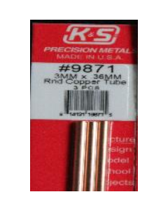 K&S Engineering 9871 Copper Tube 3x300mm (3pcs/0.36mm Wall)
