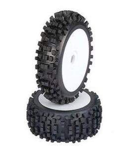 Louise LT324SW B-ULLDOZE 1/8 BUGGY TIRE SOFT / WHITE SPOKE RIM / MOUNTED