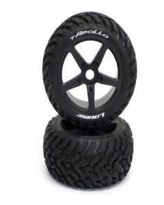 Louise 3252SB T-APOLLO Truggy Tire Set - Mounted - Soft - Black Spoke Wheels - 0-Offset - Hex 17mm 1/8