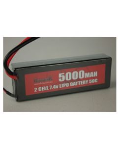 Redback 2S5000 Batt. 7.4V Lipo 5000mAh H/Case 50C w/Deans Connector