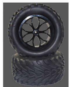 River Hobby 10589 Mega Wheel and Tyre Set (pair) Black 1/10