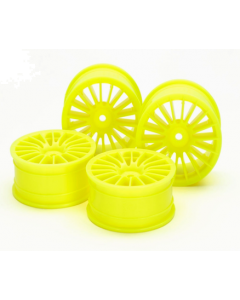 Tamiya 54852 24mm Med-Narrow 18-Spoke Wheels (Offset 0, Fluorescent Yellow, 4pcs) 1/10