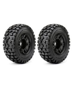 Tracker R4003-B2 Black Wheel with 1/2 offset 17mm Hex MT Tires Mounted 2pcs  1/8