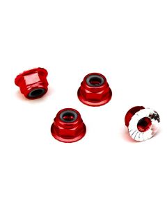 Traxxas 1747A Nuts, aluminum, flanged, serrated (4mm) (red-anodized) (4)