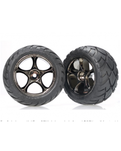 Traxxas 2478A Tires & wheels, assembled (Tracer 2.2" black chrome wheels, Anaconda® 2.2" tires with foam inserts) (2) (Bandit® rear) 1/10