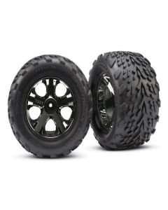 Traxxas 3669A Tires & wheels, assembled, glued (2.8") (All-Star black chrome wheels, Talon tires, foam inserts) (nitro rear/electric front) (2) (TSM® rated) 1/10